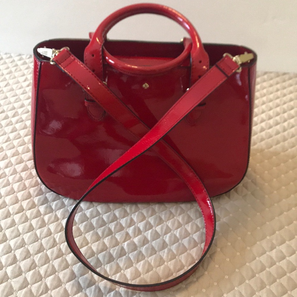 Kate Spade Carlisle Street Sylvie Handle Bag in Red patent w/ long strap. NWT - Picture 6 of 13